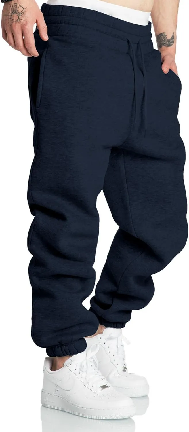 A WATERWANG Men's Sweatpants Casual Cotton Tapered Joggers Athletic Sweat Pants for Men Workout Running with Pockets