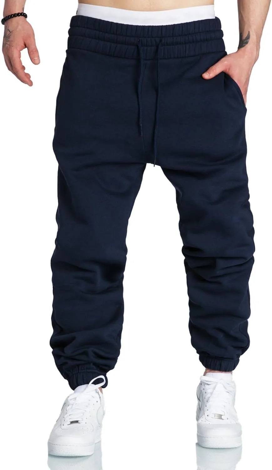 A WATERWANG Men's Sweatpants Casual Cotton Tapered Joggers Athletic Sweat Pants for Men Workout Running with Pockets