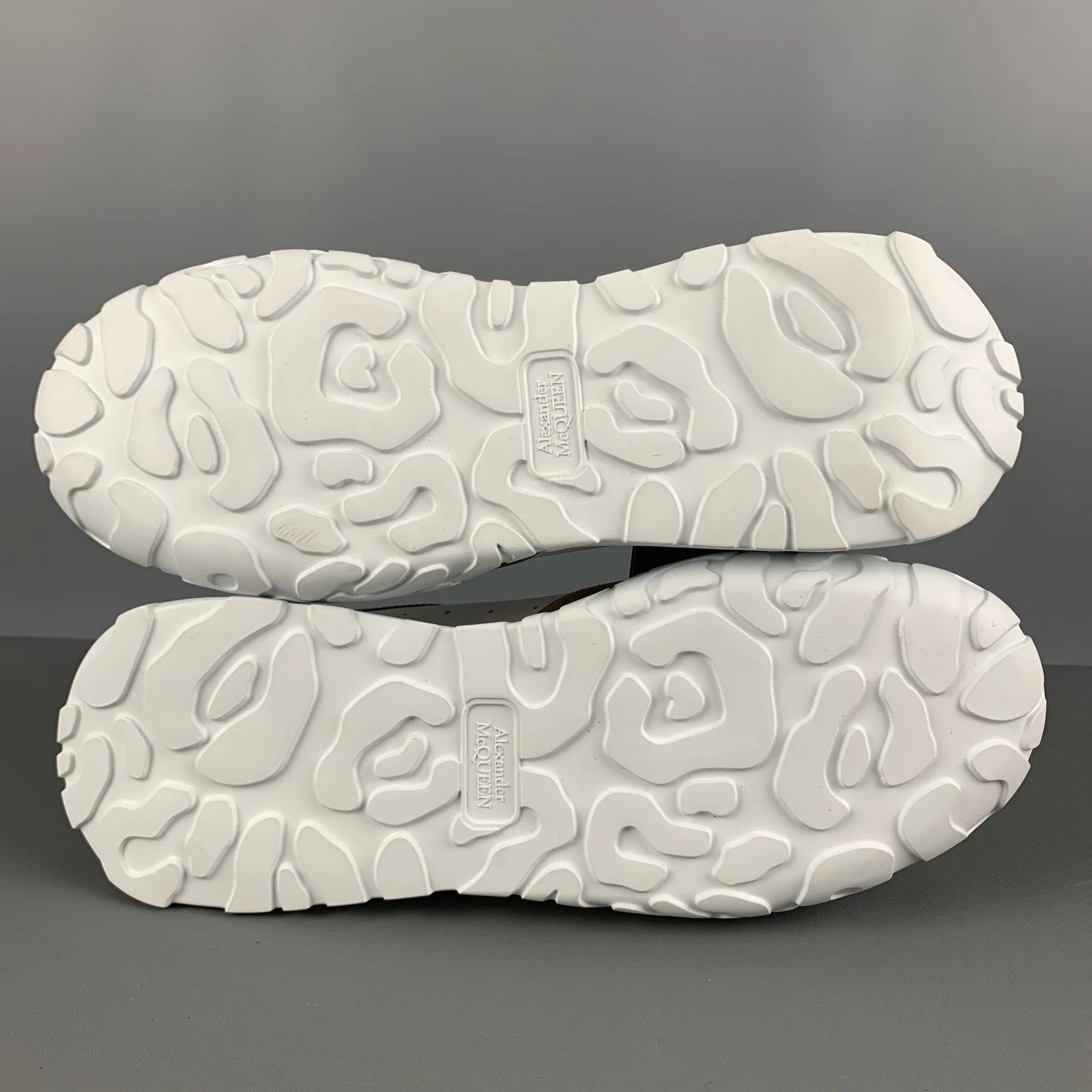 ALEXANDER MCQUEEN Size 11 White Gold Leather Platform Sneakers