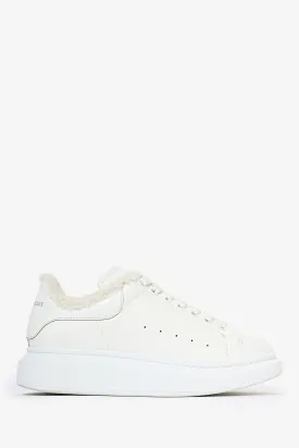 Alexander McQueen White Leather Sherpa Lined Chunky Sneakers Size 41