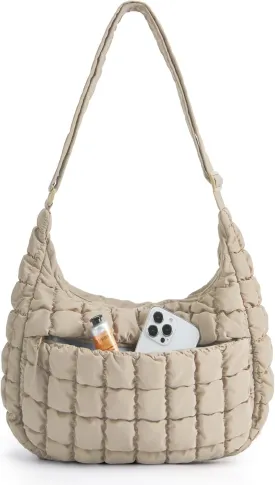 BAGSMART Quilted Puffy Crossbody Bag for Women, Small Cute Hobo Shoulder Purse Soft Fluffy Handbag for Daily Use