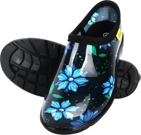 Flat Garden Shoes for Women Waterproof Slip-On Womens Rubber Rain Shoes Gardening Clogs with Comfort Insole