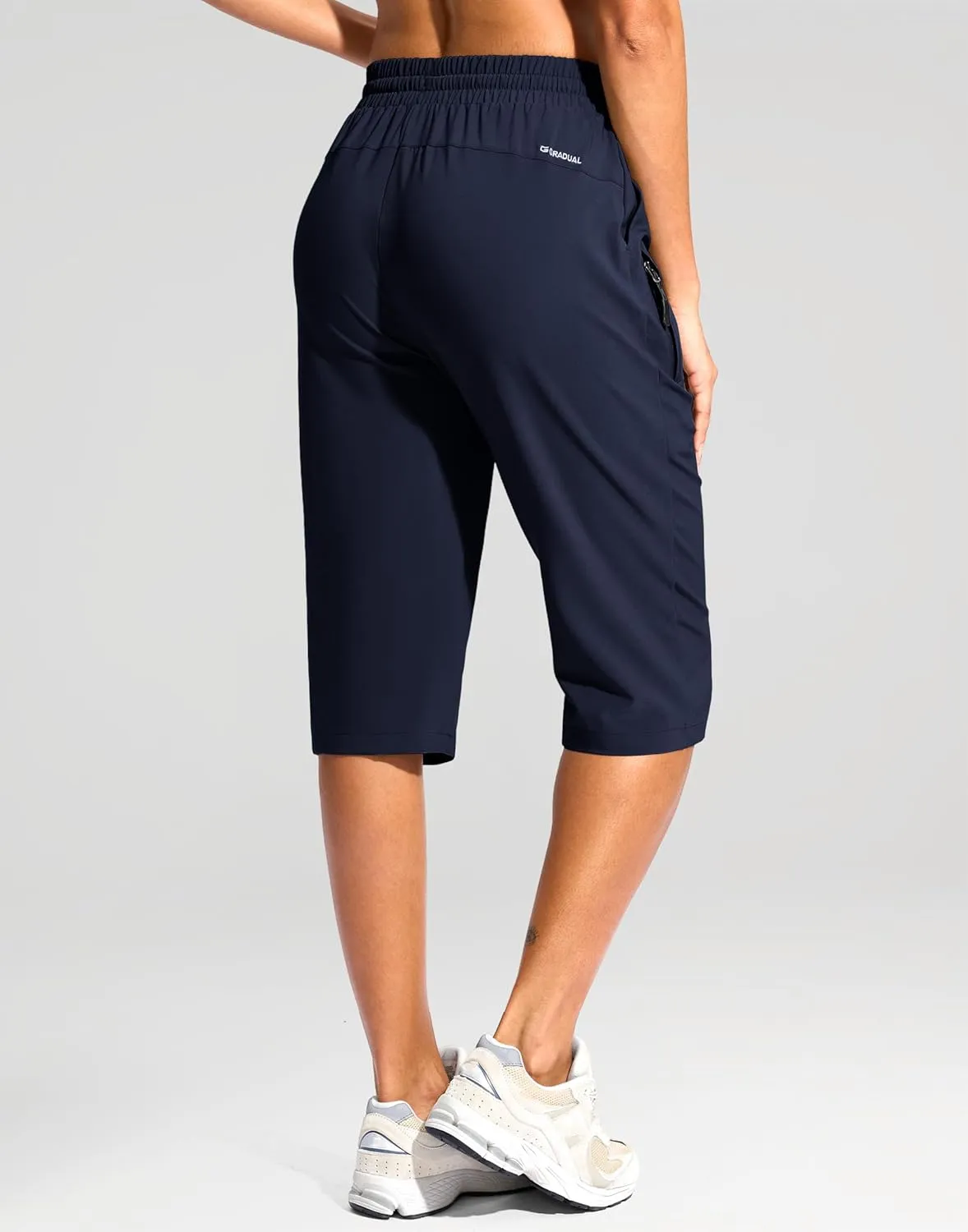 G Gradual Women's 15" Long Shorts Below The Knee Capri Lightweight Quick Dry Hiking Cargo Shorts for Women with 3 Pockets