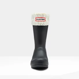 Hunter White Original Kids 6 Stitch Cable Boot Sock