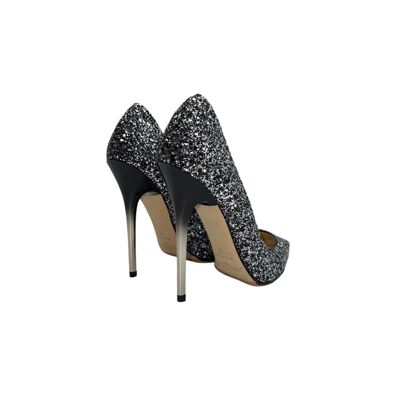 JIMMY CHOO Anouk Black & Mist Glitter Heels - Sz. 36
