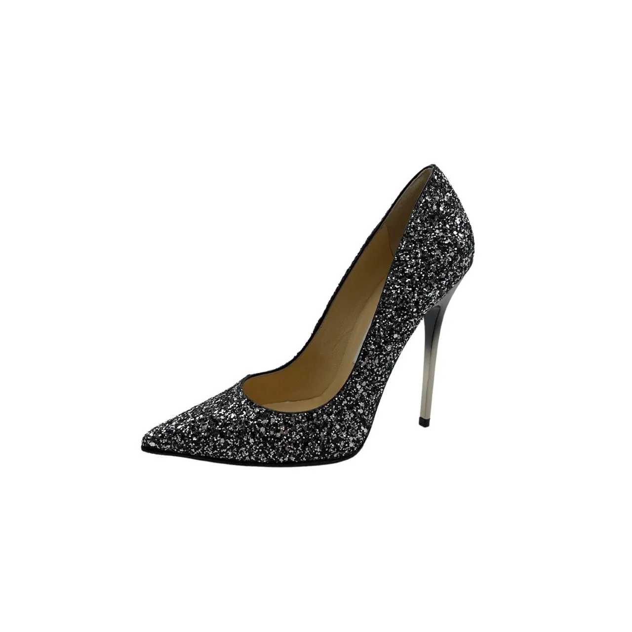 JIMMY CHOO Anouk Black & Mist Glitter Heels - Sz. 36