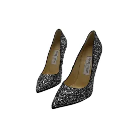 JIMMY CHOO Anouk Black & Mist Glitter Heels - Sz. 36