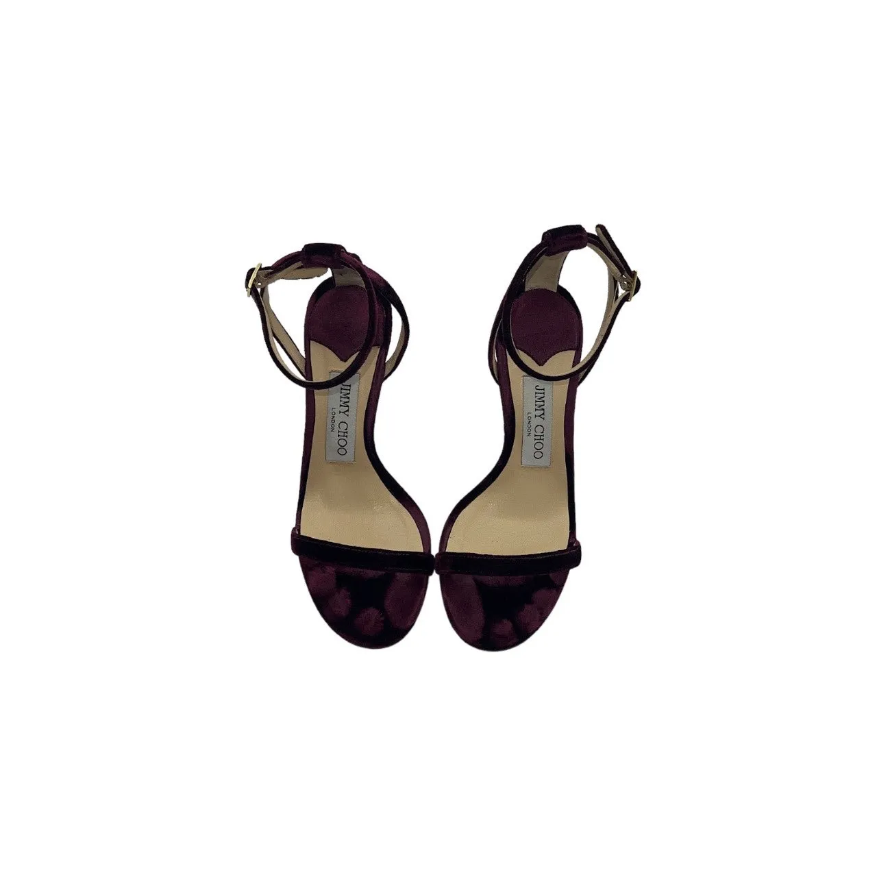 JIMMY CHOO Bordeaux Velvet Sandal Heels - Sz. 36
