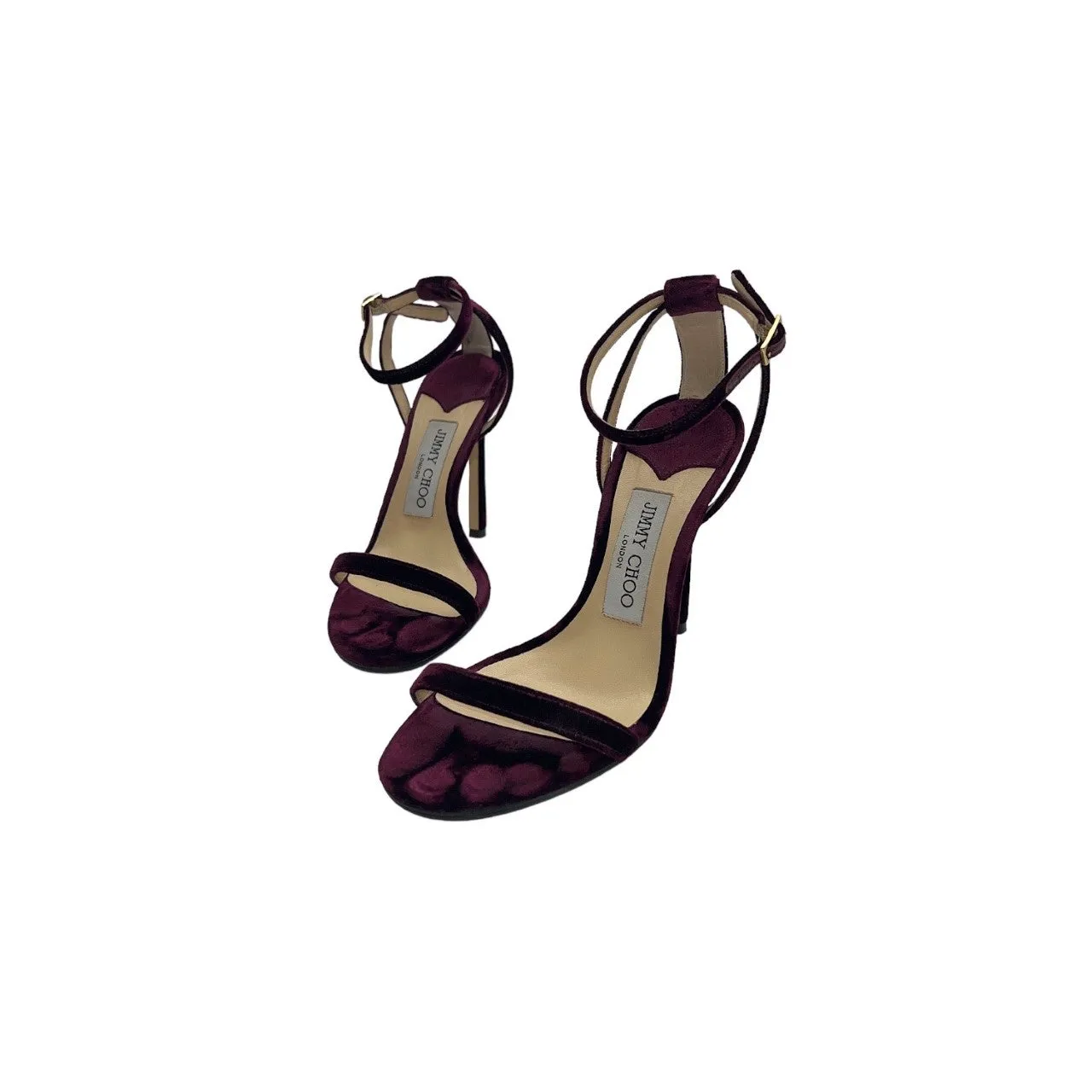 JIMMY CHOO Bordeaux Velvet Sandal Heels - Sz. 36
