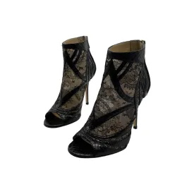 JIMMY CHOO Nexus Snakeskin and Lace Heels - Sz 36.5