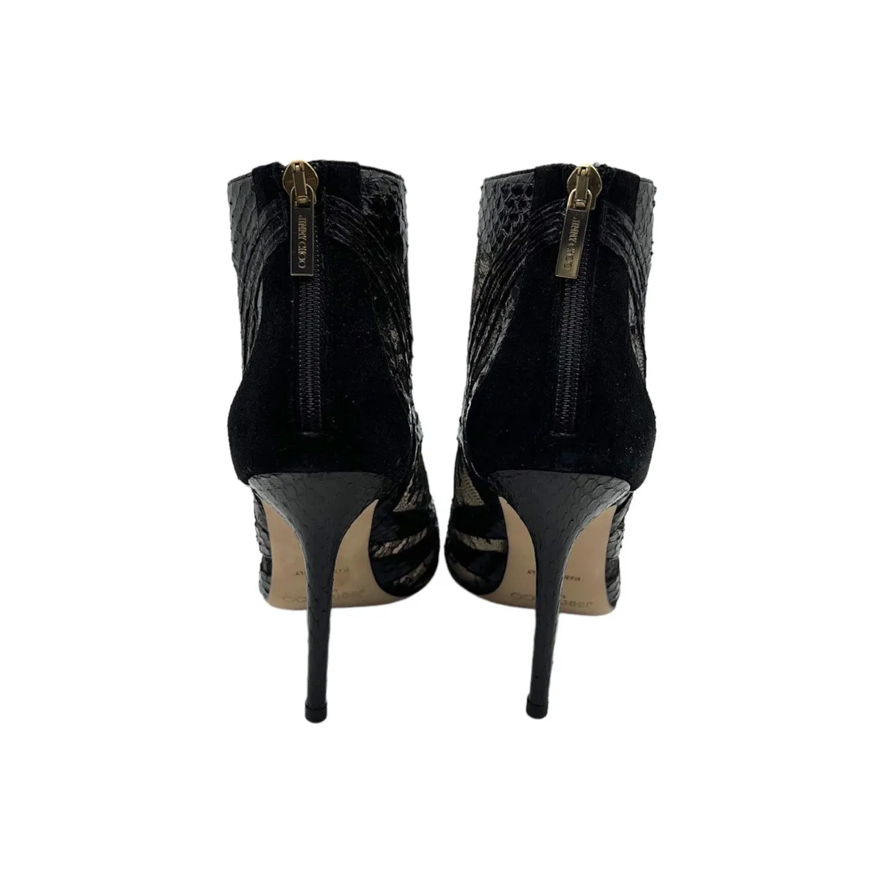 JIMMY CHOO Nexus Snakeskin and Lace Heels - Sz 36.5