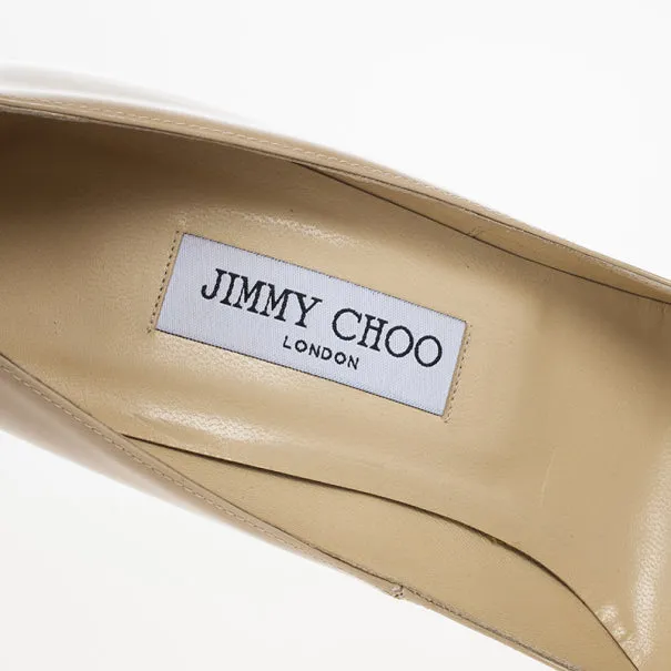 Jimmy Choo Nude Patent Anouk Pointed Toe Pumps - Size 2