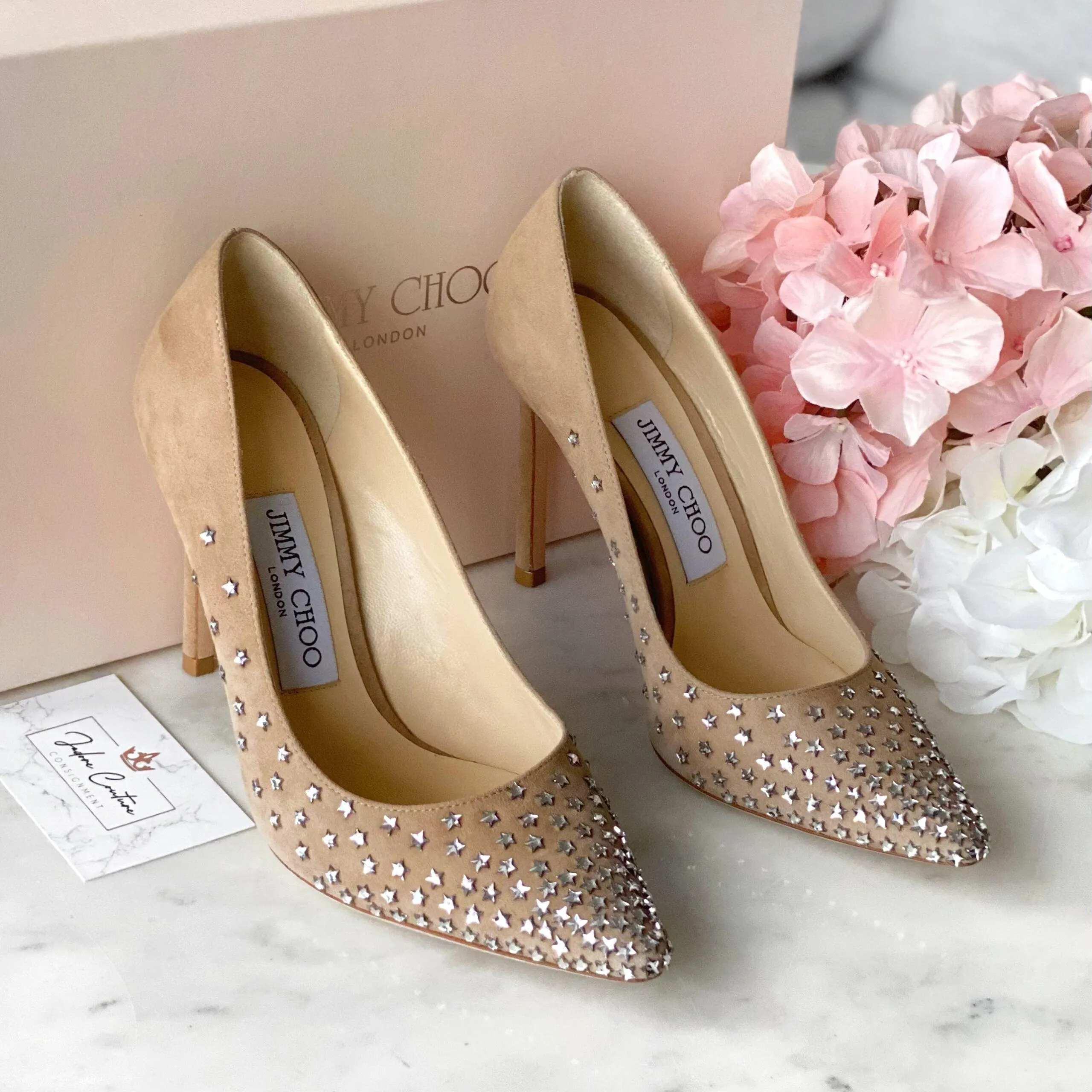 Jimmy Choo Nude Suede Romy Degrade Stars Pumps 35