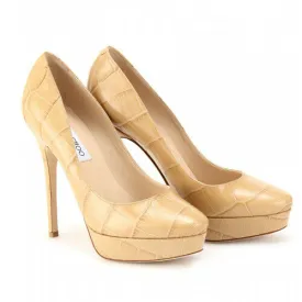 JIMMY CHOO Pumps Cosmic 120Mm Nude Mock Croc Platform Shoes  ladies