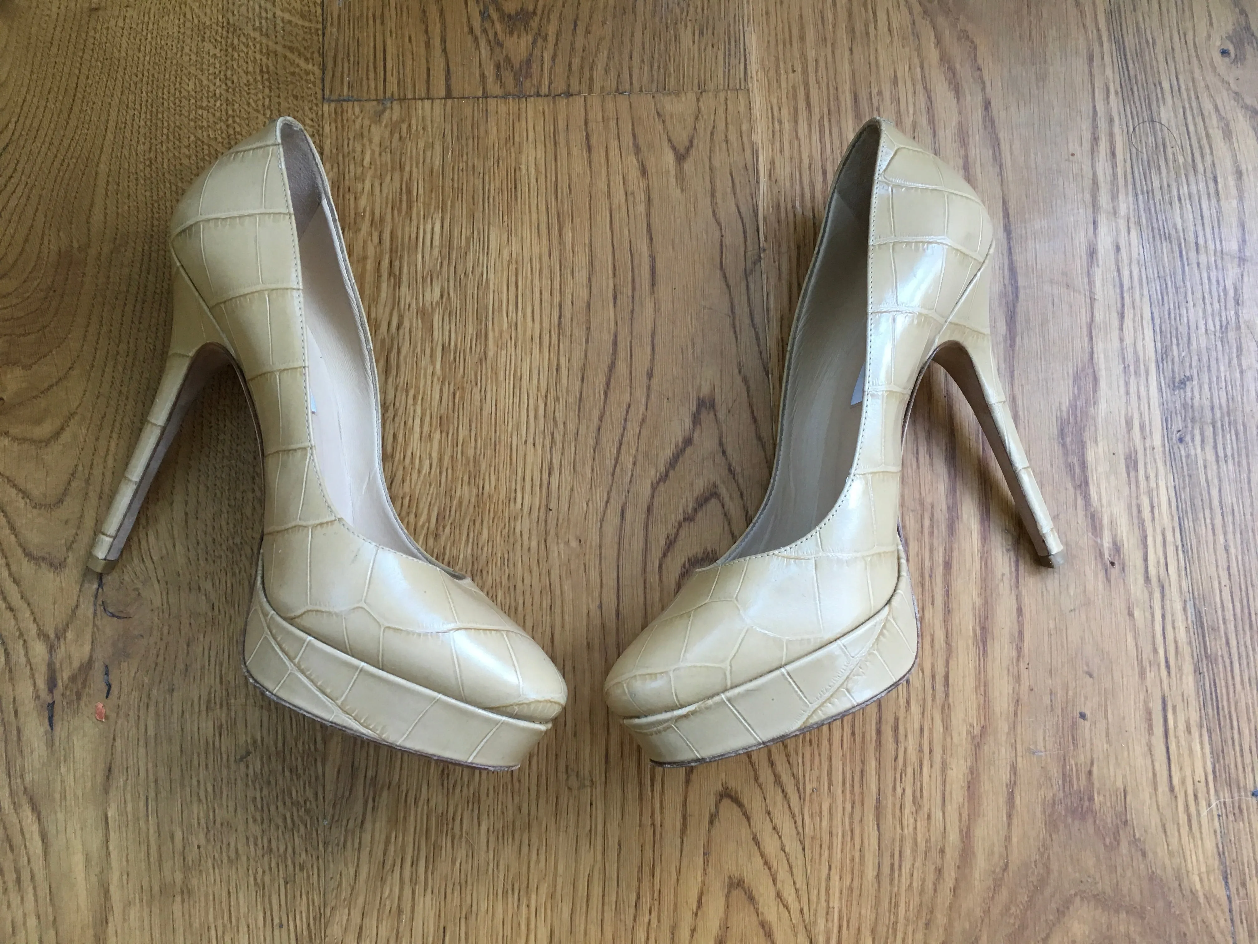 JIMMY CHOO Pumps Cosmic 120Mm Nude Mock Croc Platform Shoes  ladies