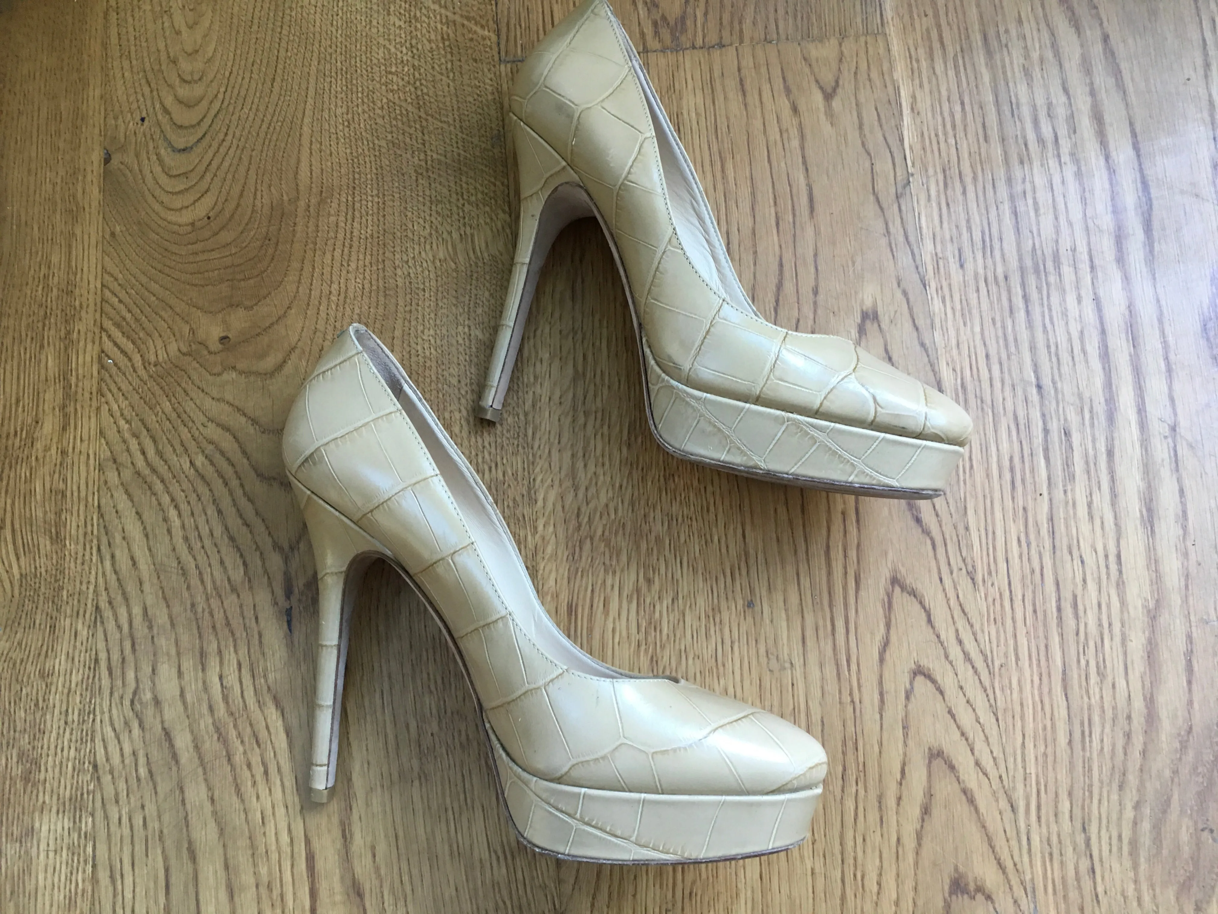 JIMMY CHOO Pumps Cosmic 120Mm Nude Mock Croc Platform Shoes  ladies