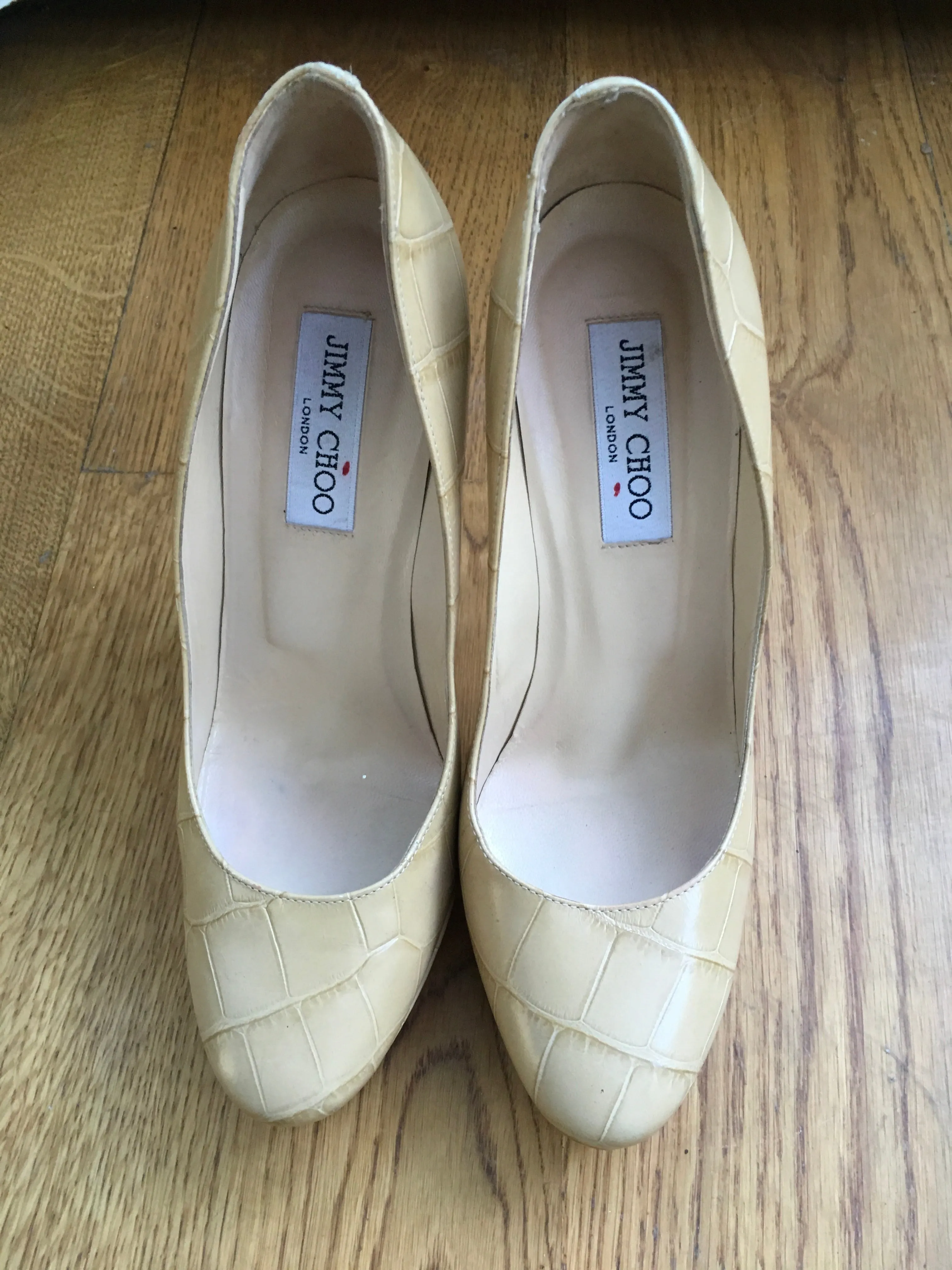 JIMMY CHOO Pumps Cosmic 120Mm Nude Mock Croc Platform Shoes  ladies