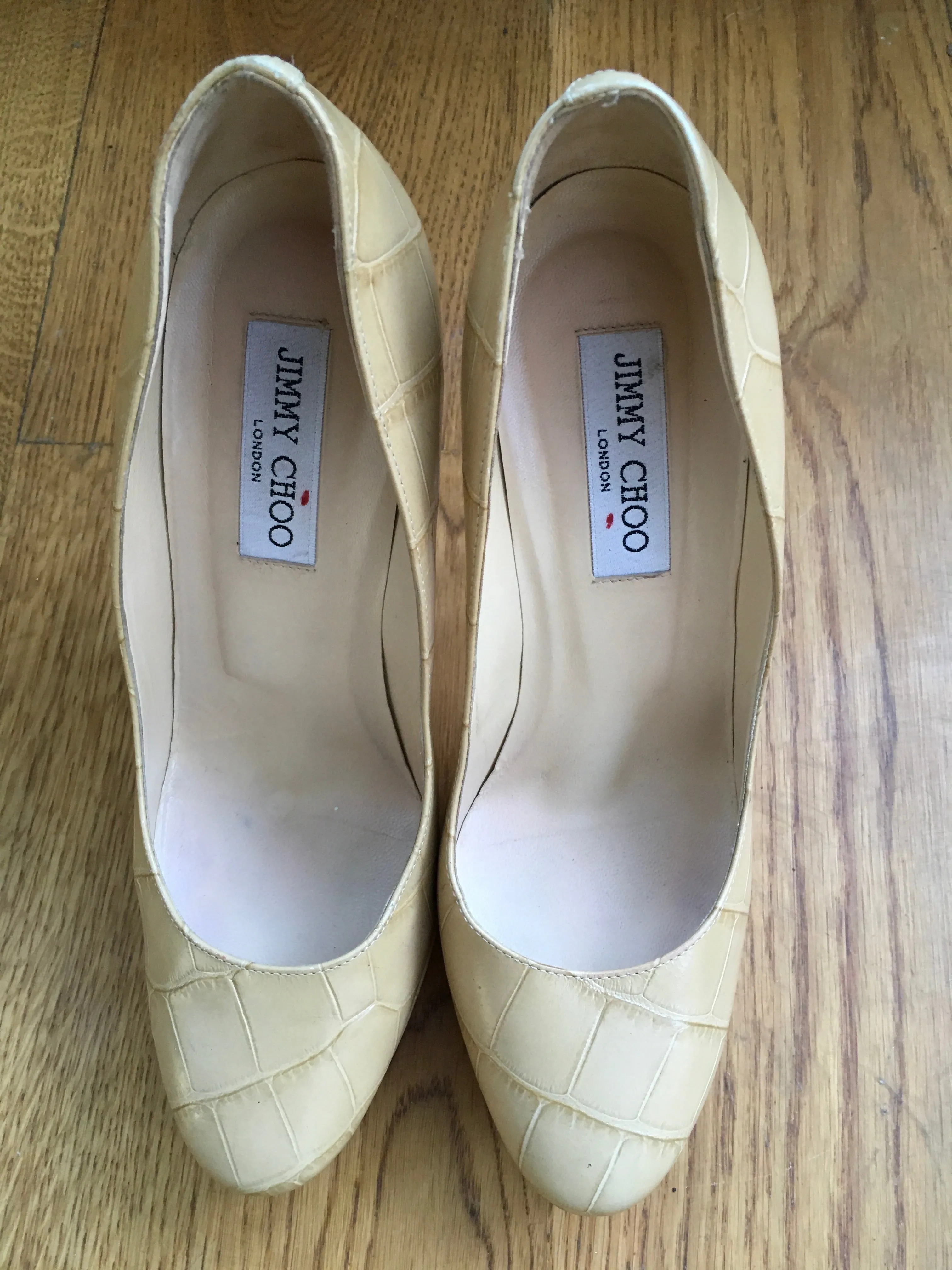 JIMMY CHOO Pumps Cosmic 120Mm Nude Mock Croc Platform Shoes  ladies
