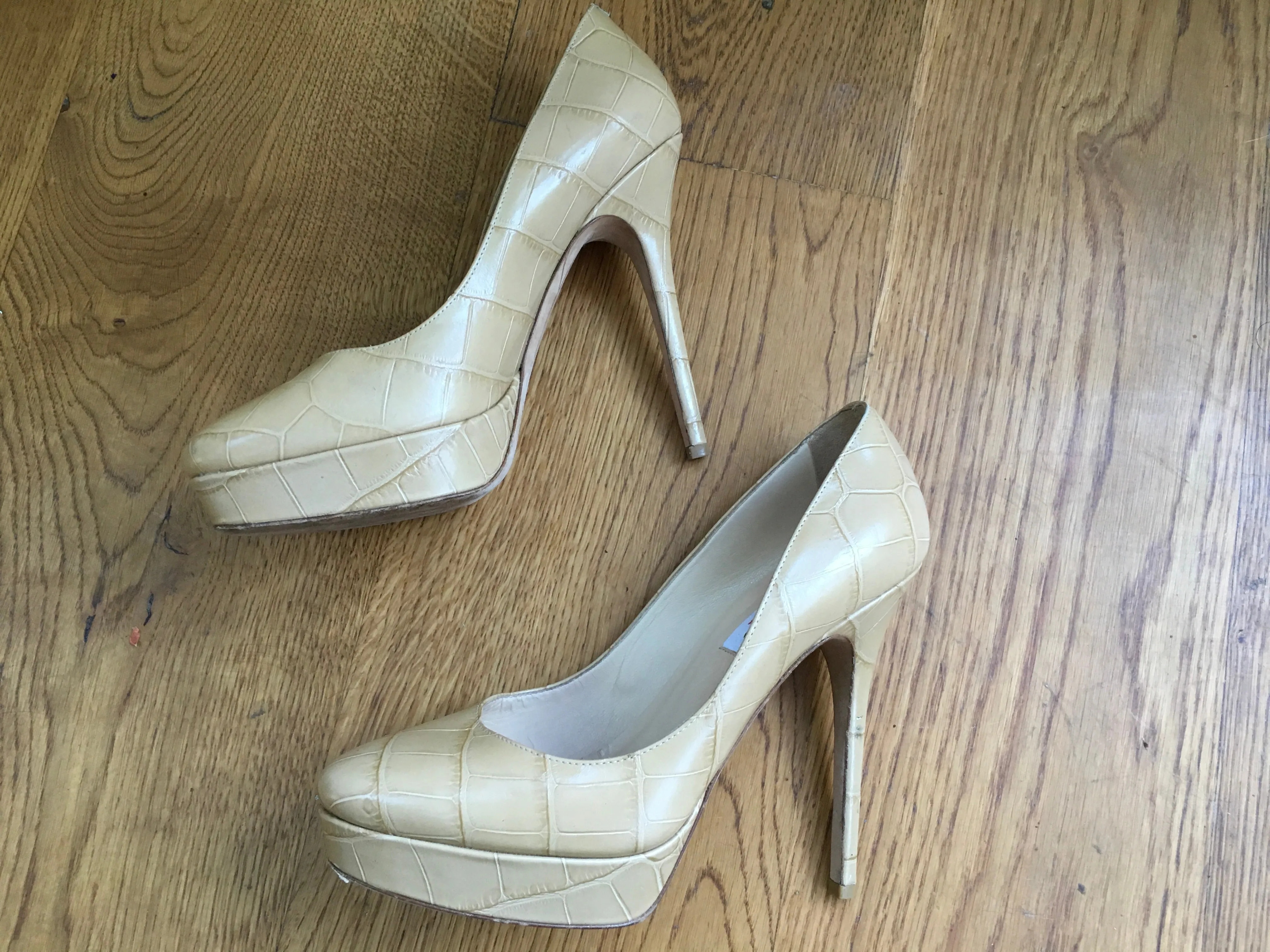JIMMY CHOO Pumps Cosmic 120Mm Nude Mock Croc Platform Shoes  ladies