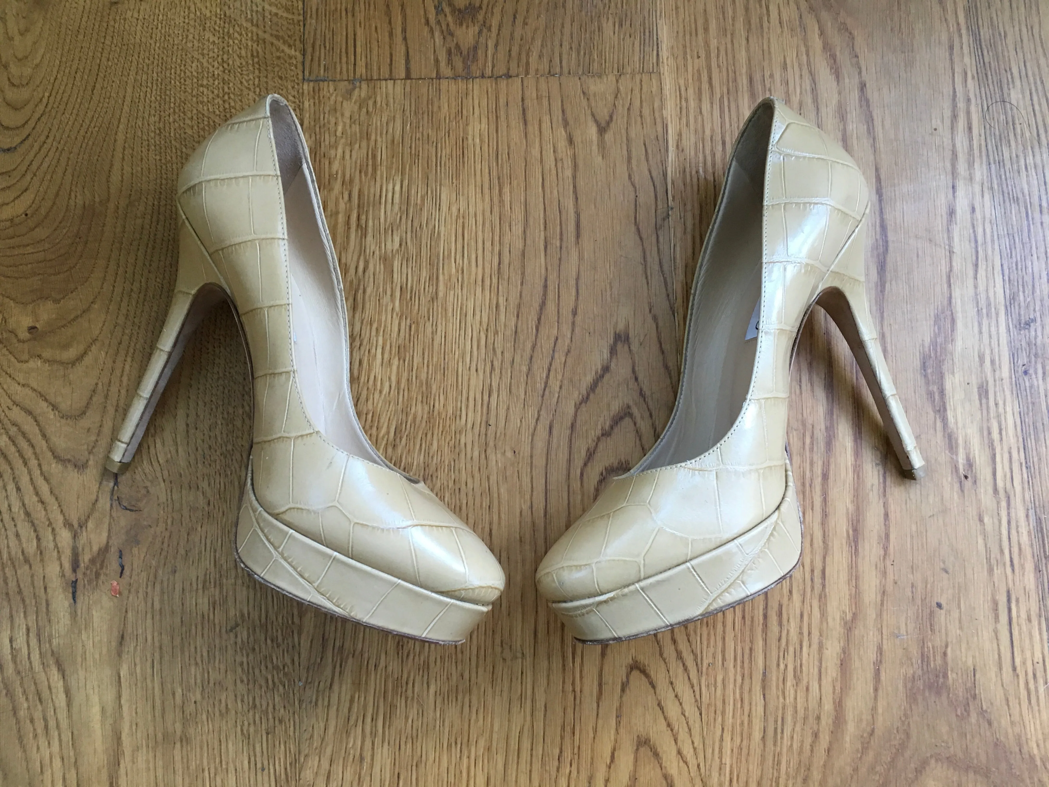 JIMMY CHOO Pumps Cosmic 120Mm Nude Mock Croc Platform Shoes  ladies