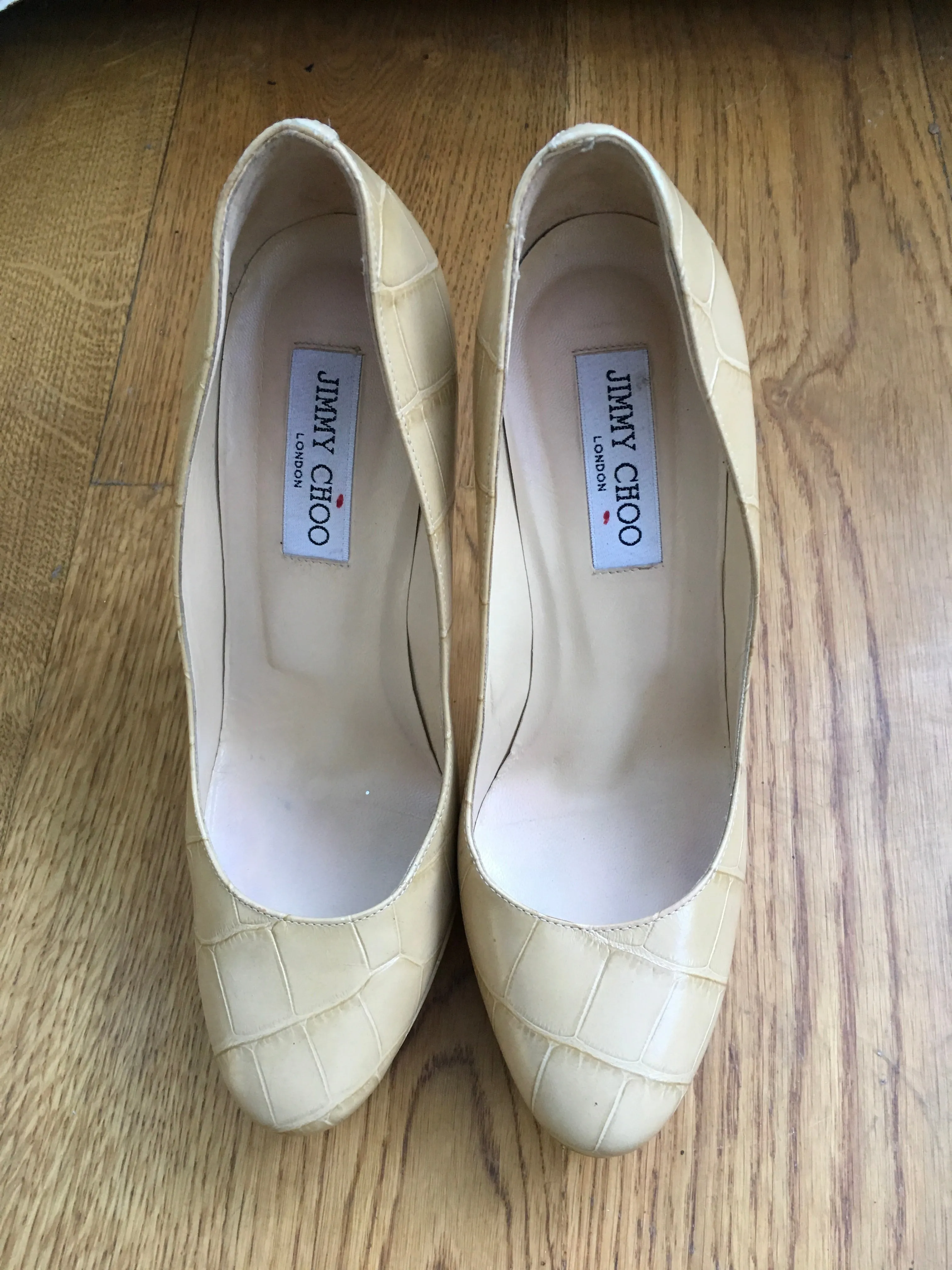 JIMMY CHOO Pumps Cosmic 120Mm Nude Mock Croc Platform Shoes  ladies