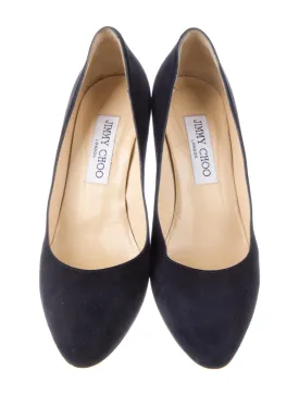 JIMMY CHOO Pumps100 Mm Suede Navy Shoes SIZE 37.5 UK 4.5 US 7.5 ladies