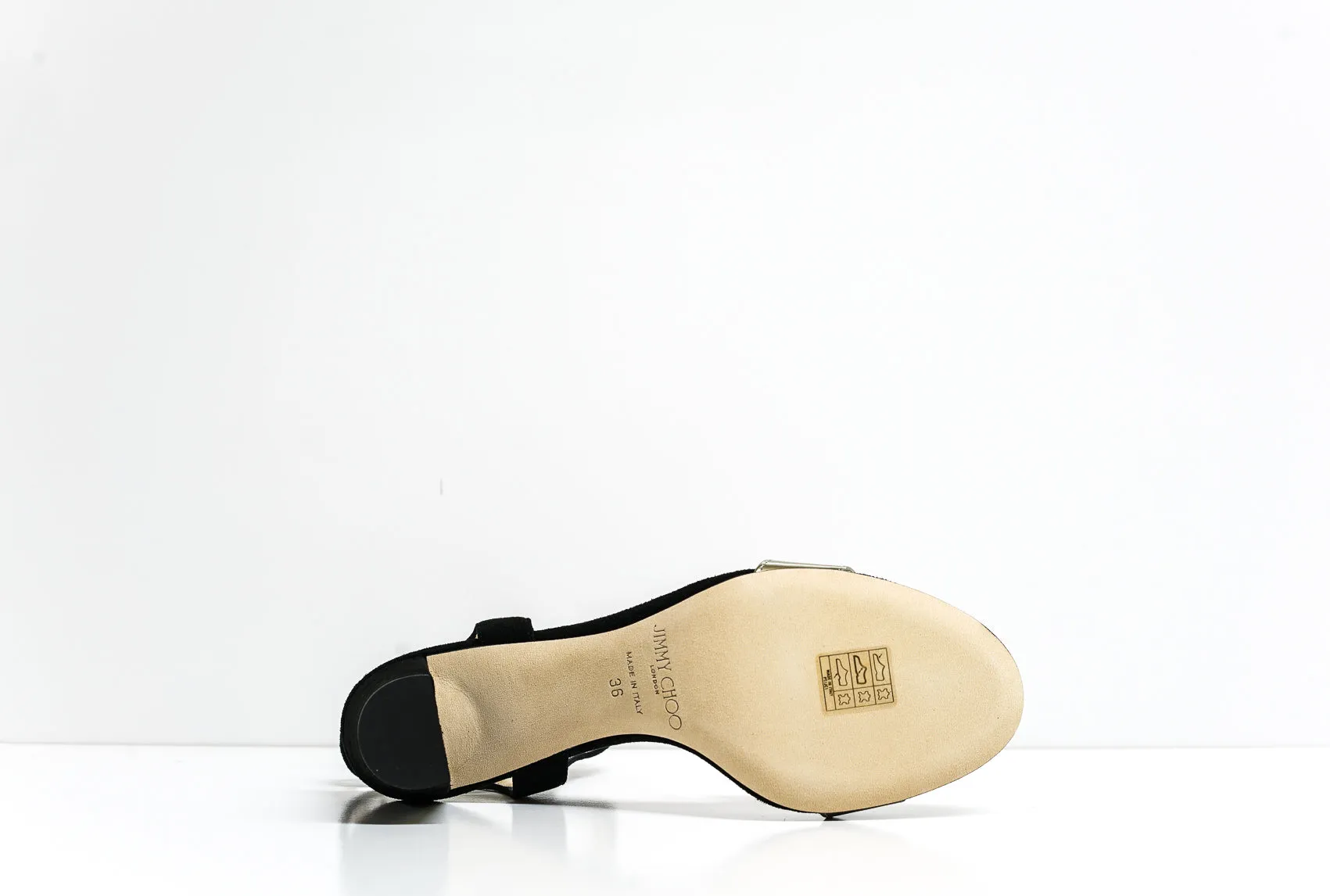 Jimmy Choo Women's Black & Dore Suede & Mirror Leather Sandal  LAST PAIR 36 eu 60% OFF