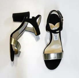 Jimmy Choo Women's Black & Dore Suede & Mirror Leather Sandal  LAST PAIR 36 eu 60% OFF