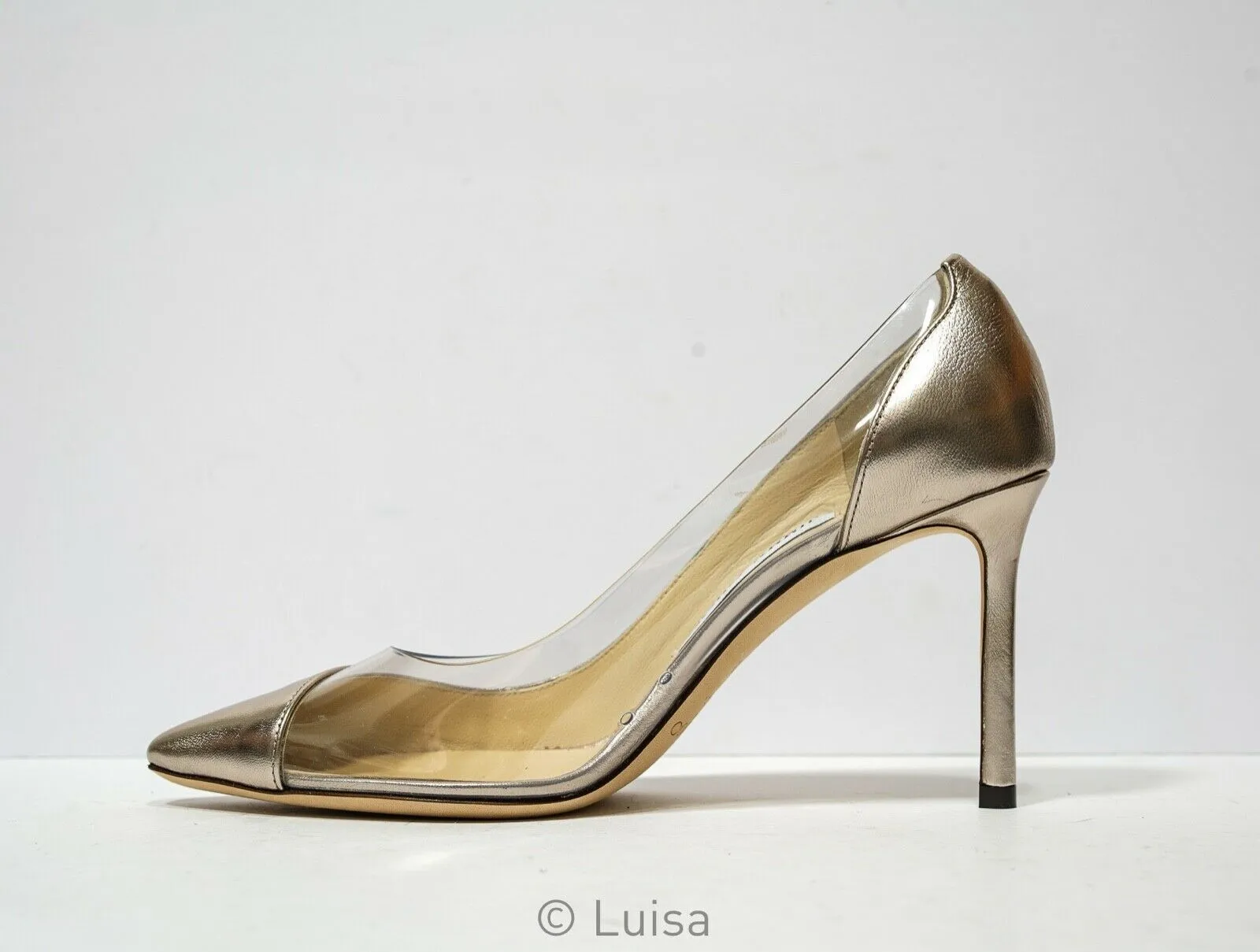 Jimmy Choo Women's Platinum & Clear Pump ROMY 85 40% OFF