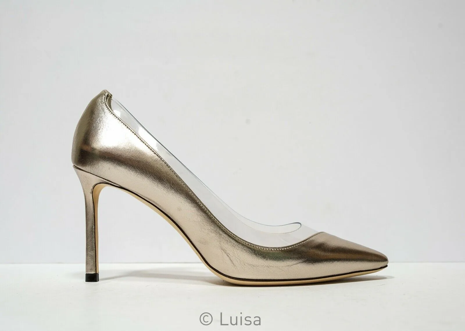 Jimmy Choo Women's Platinum & Clear Pump ROMY 85 40% OFF