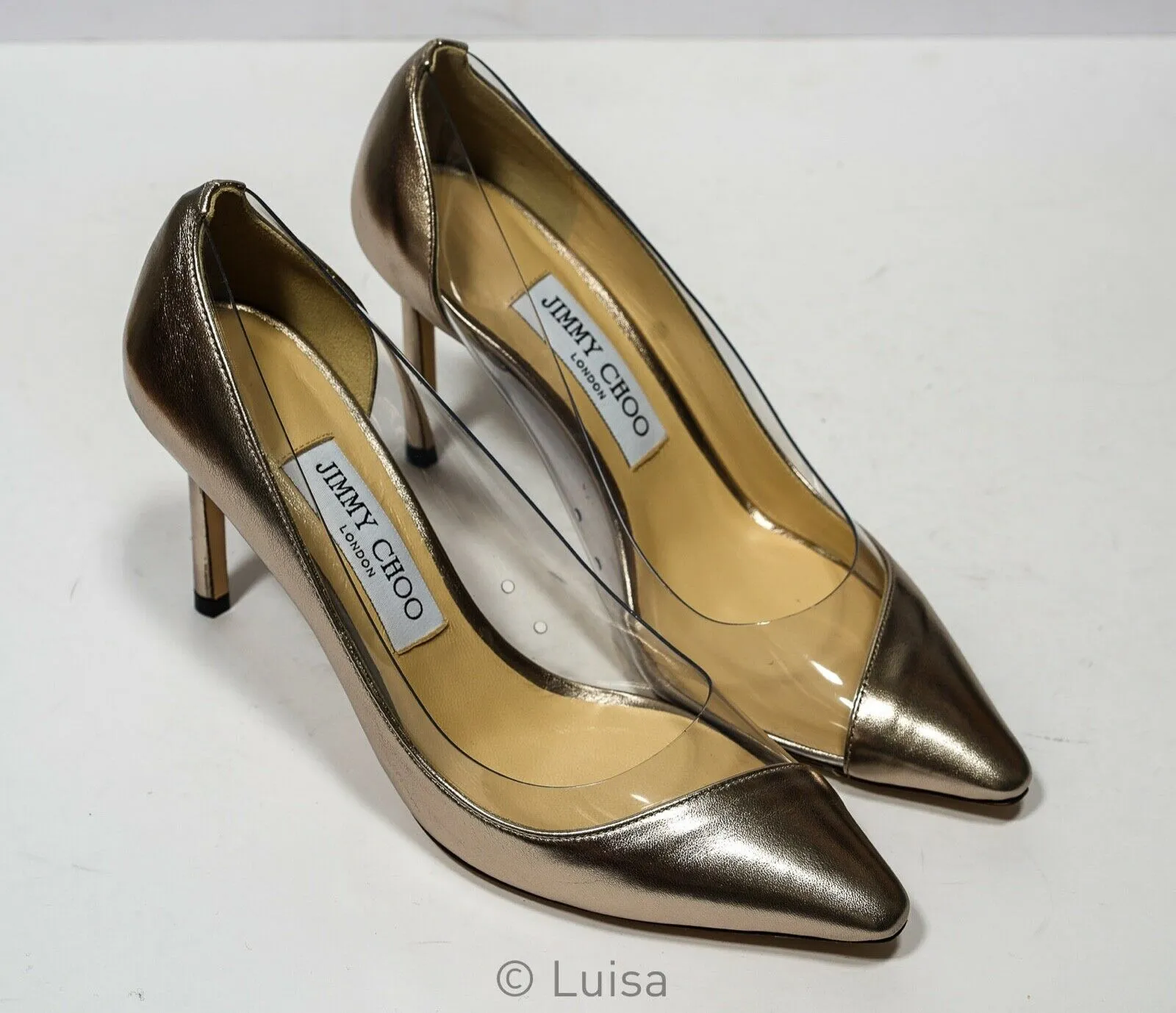 Jimmy Choo Women's Platinum & Clear Pump ROMY 85 40% OFF