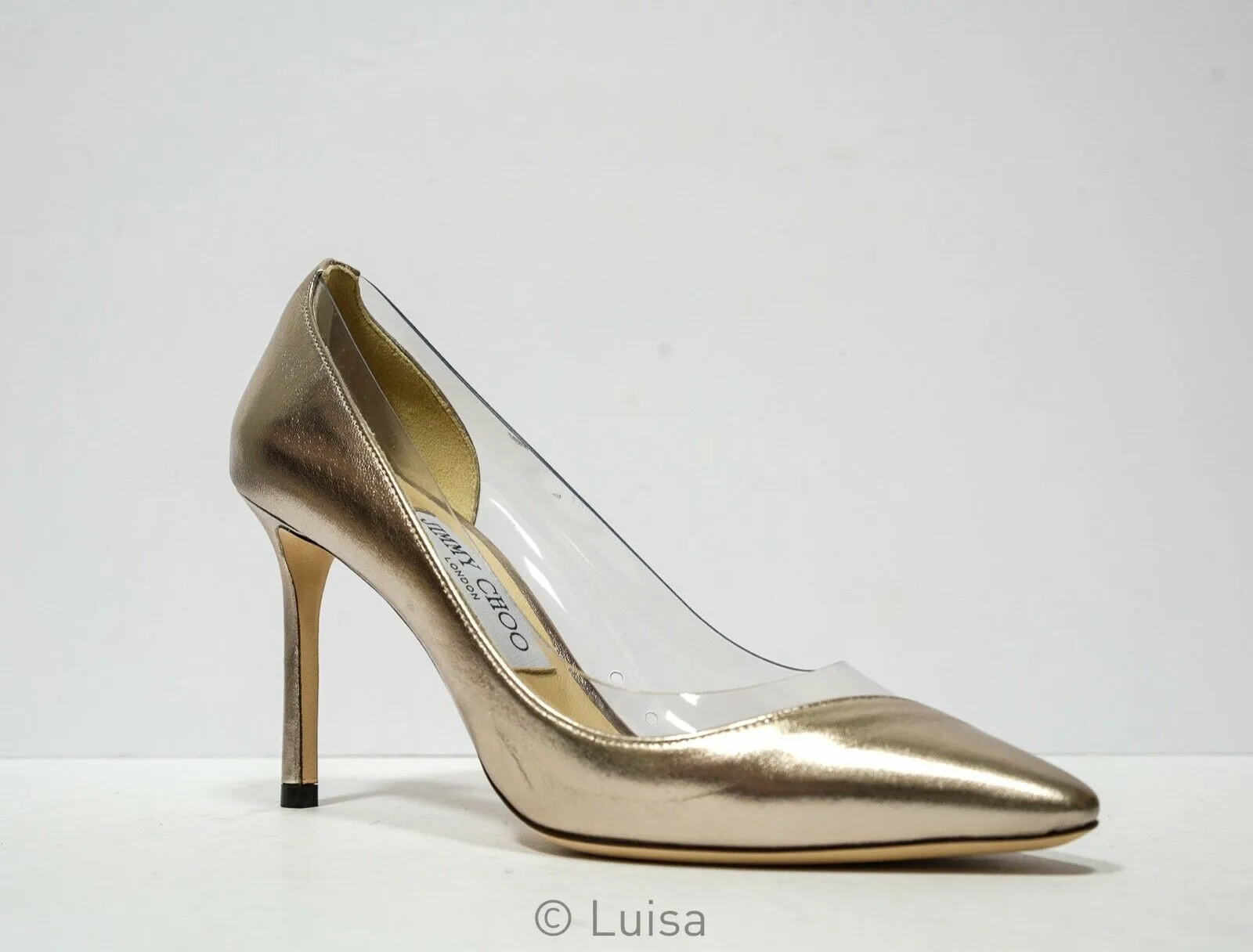 Jimmy Choo Women's Platinum & Clear Pump ROMY 85 40% OFF