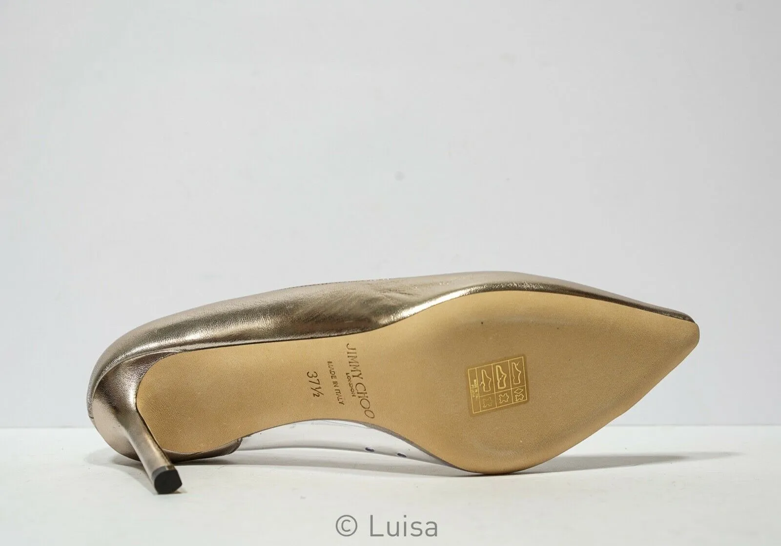 Jimmy Choo Women's Platinum & Clear Pump ROMY 85 40% OFF