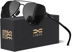 LUENX Aviator Sunglasses for Men Women Polarized New Shades Large Metal Frame - UV 400 Protection