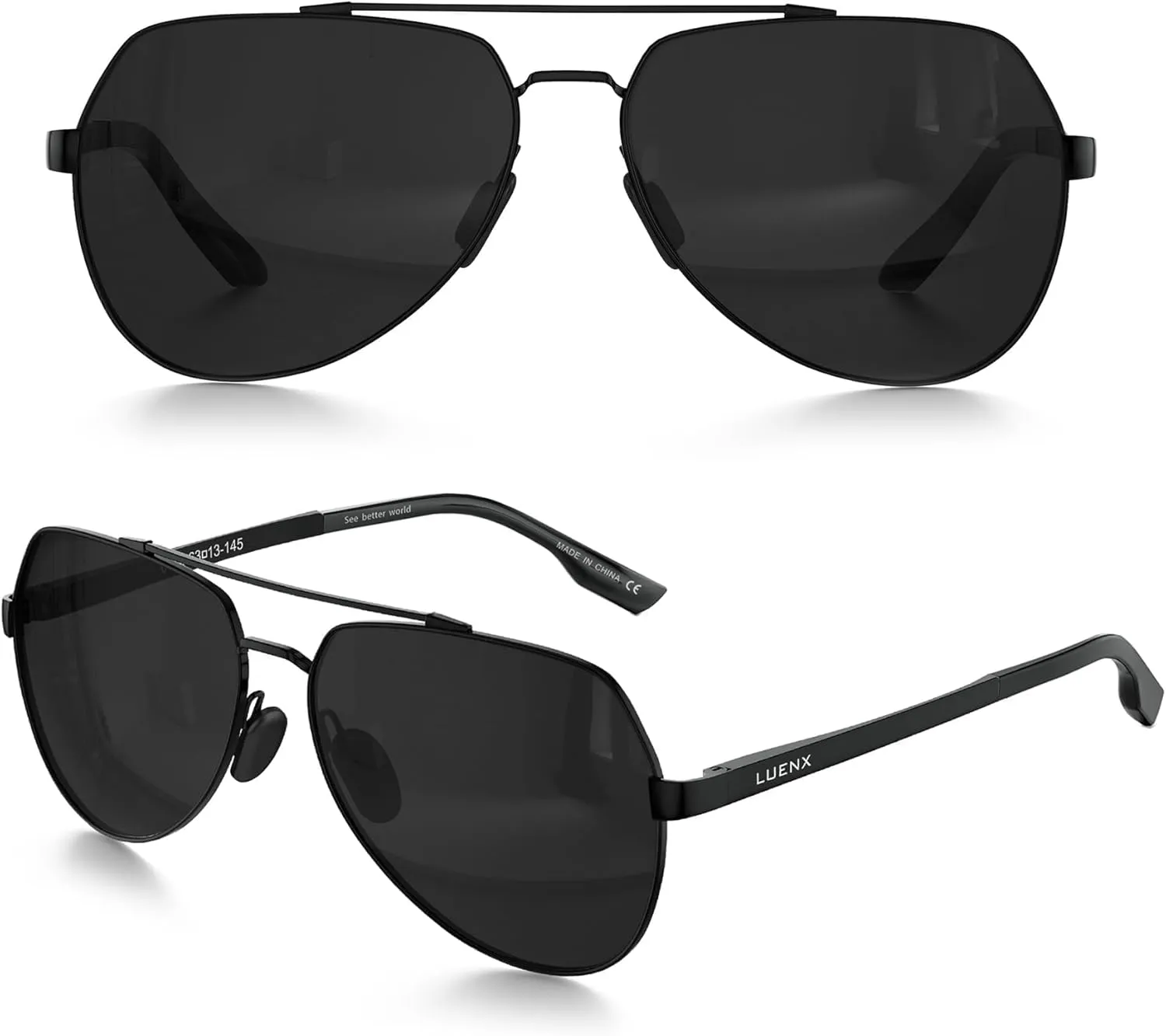 LUENX Aviator Sunglasses for Men Women Polarized New Shades Large Metal Frame - UV 400 Protection