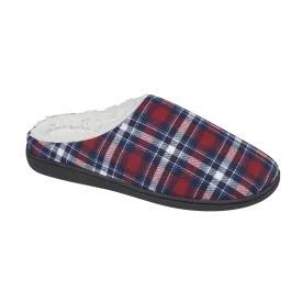 Men's 'Holkham' Navy/Burgundy Checked Slipper Mule