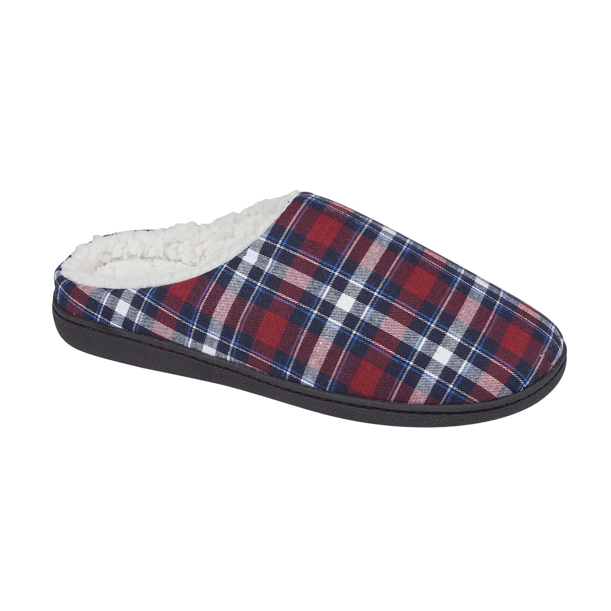 Men's 'Holkham' Navy/Burgundy Checked Slipper Mule