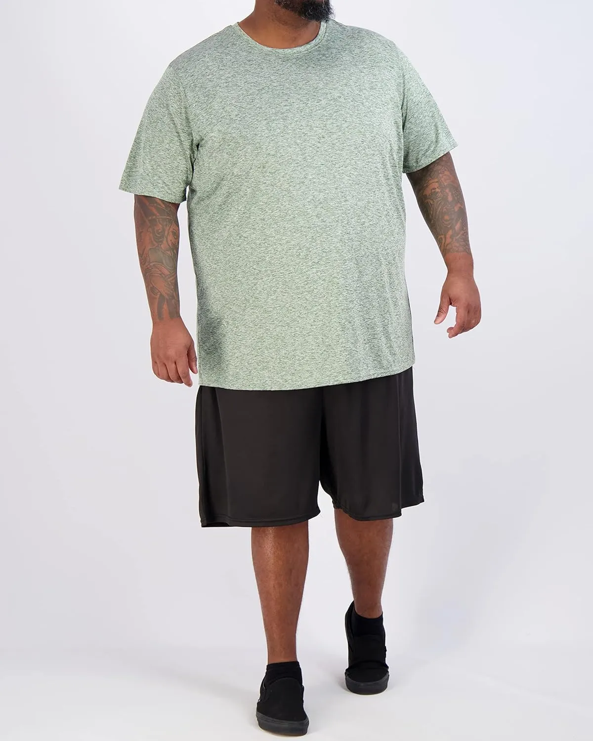 Real Essentials 3 Pack: Men??s Big & Tall Tech Stretch Long-Sleeve & Short-Sleeve Dry-Fit T-Shirt (3XT-5XT)