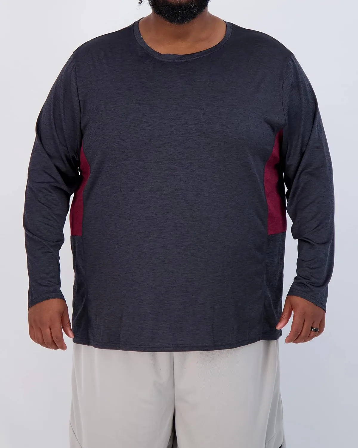 Real Essentials 3 Pack: Men??s Big & Tall Tech Stretch Long-Sleeve & Short-Sleeve Dry-Fit T-Shirt (3XT-5XT)