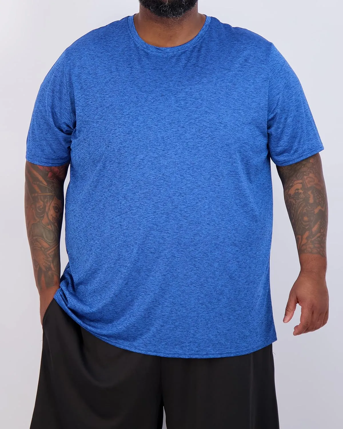 Real Essentials 3 Pack: Men??s Big & Tall Tech Stretch Long-Sleeve & Short-Sleeve Dry-Fit T-Shirt (3XT-5XT)