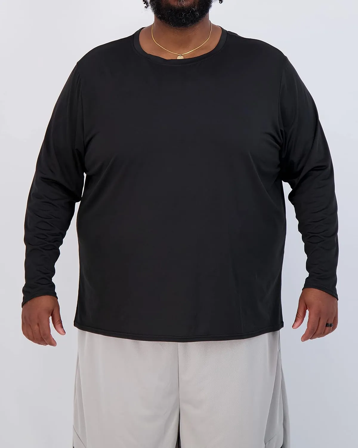 Real Essentials 3 Pack: Men??s Big & Tall Tech Stretch Long-Sleeve & Short-Sleeve Dry-Fit T-Shirt (3XT-5XT)