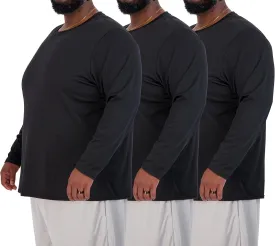 Real Essentials 3 Pack: Men??s Big & Tall Tech Stretch Long-Sleeve & Short-Sleeve Dry-Fit T-Shirt (3XT-5XT)