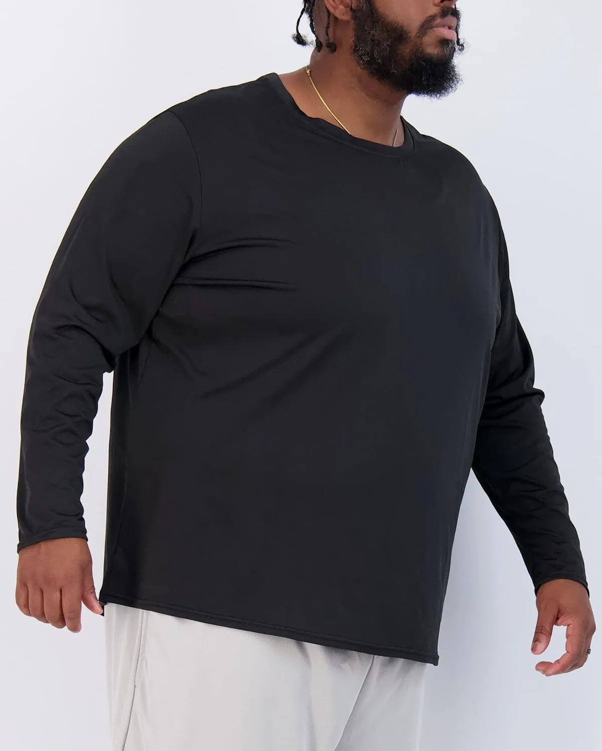 Real Essentials 3 Pack: Men??s Big & Tall Tech Stretch Long-Sleeve & Short-Sleeve Dry-Fit T-Shirt (3XT-5XT)