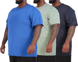 Real Essentials 3 Pack: Men??s Big & Tall Tech Stretch Long-Sleeve & Short-Sleeve Dry-Fit T-Shirt (3XT-5XT)