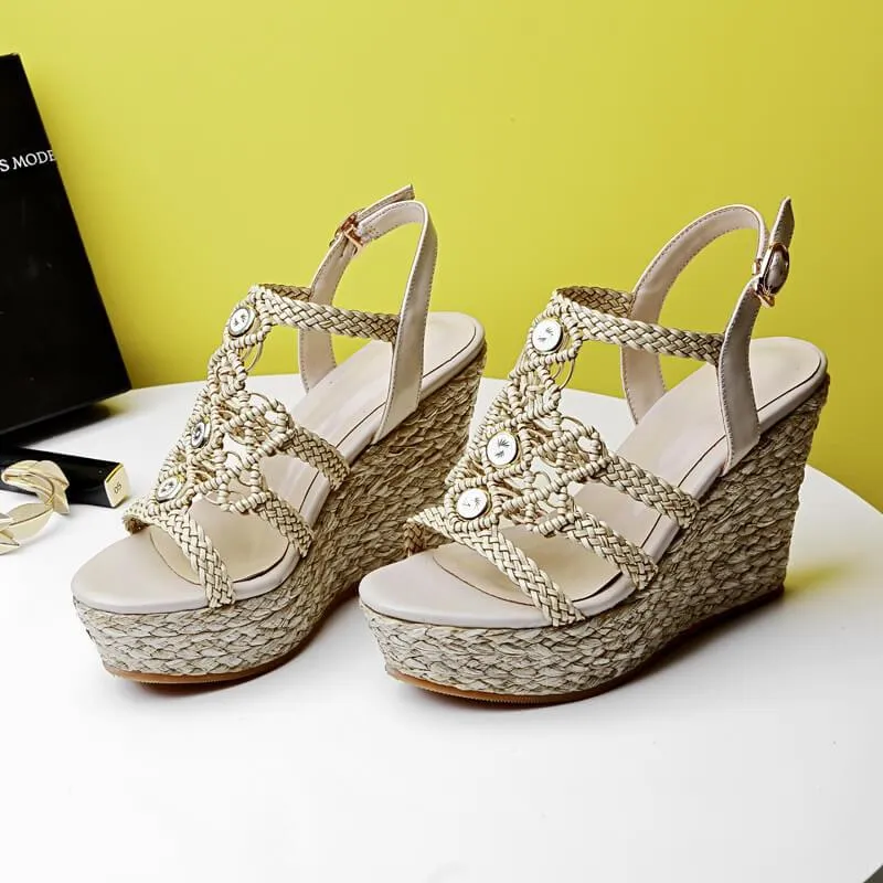 Summer Wedge Espadrille Open Toe Sandals