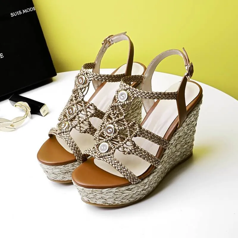 Summer Wedge Espadrille Open Toe Sandals