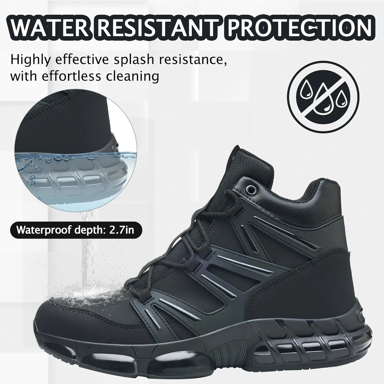 Waterproof Steel Toe Work Boots for Men Women Non Slip Safety Construction Boots Air Cushion