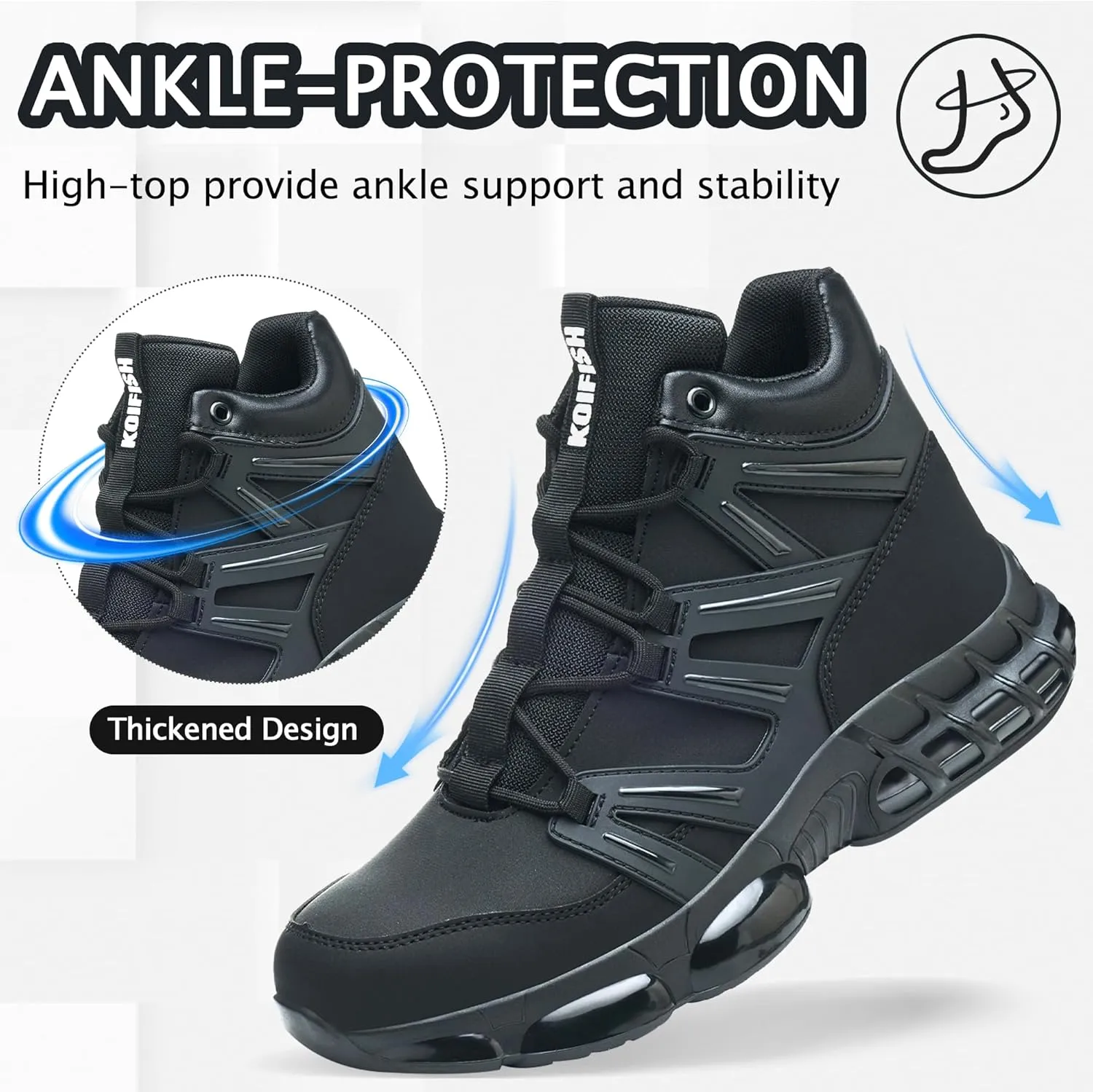 Waterproof Steel Toe Work Boots for Men Women Non Slip Safety Construction Boots Air Cushion