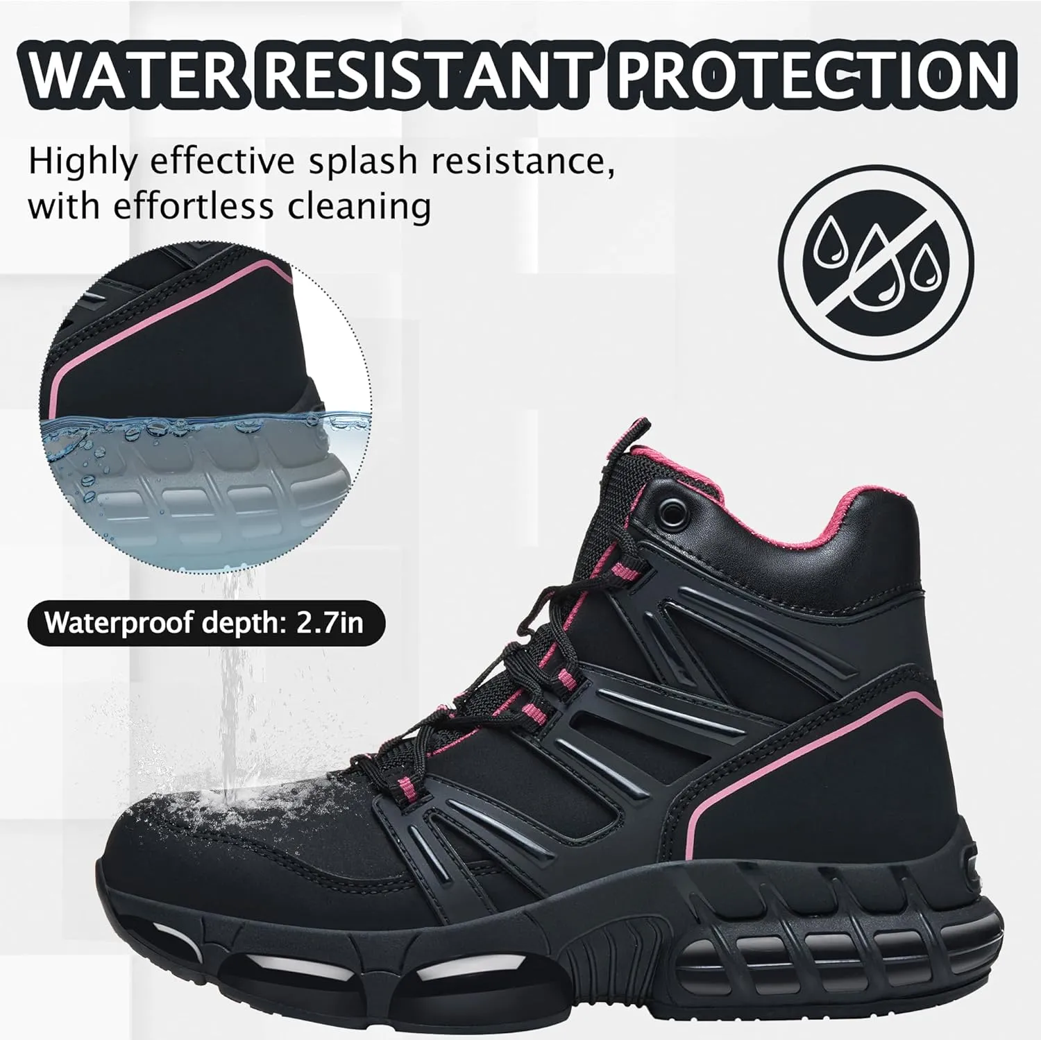 Waterproof Steel Toe Work Boots for Men Women Non Slip Safety Construction Boots Air Cushion