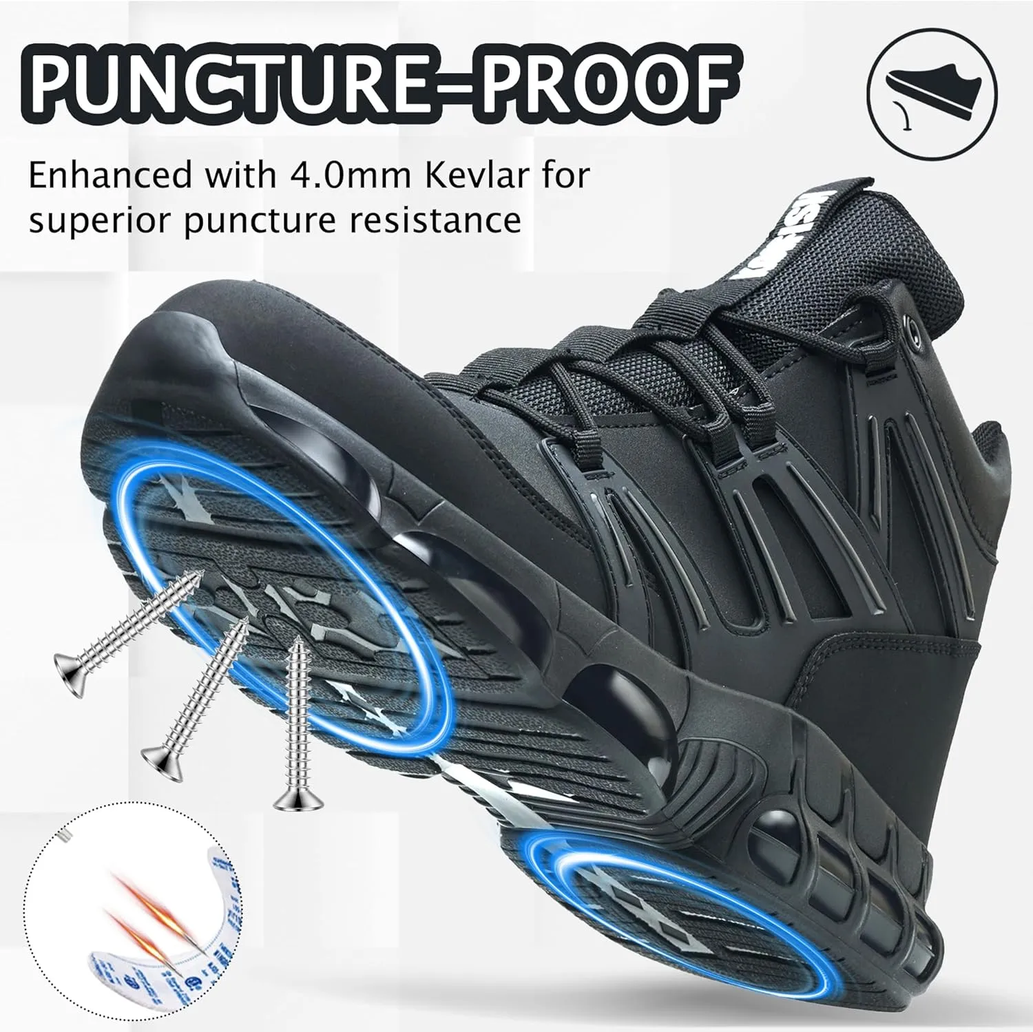 Waterproof Steel Toe Work Boots for Men Women Non Slip Safety Construction Boots Air Cushion